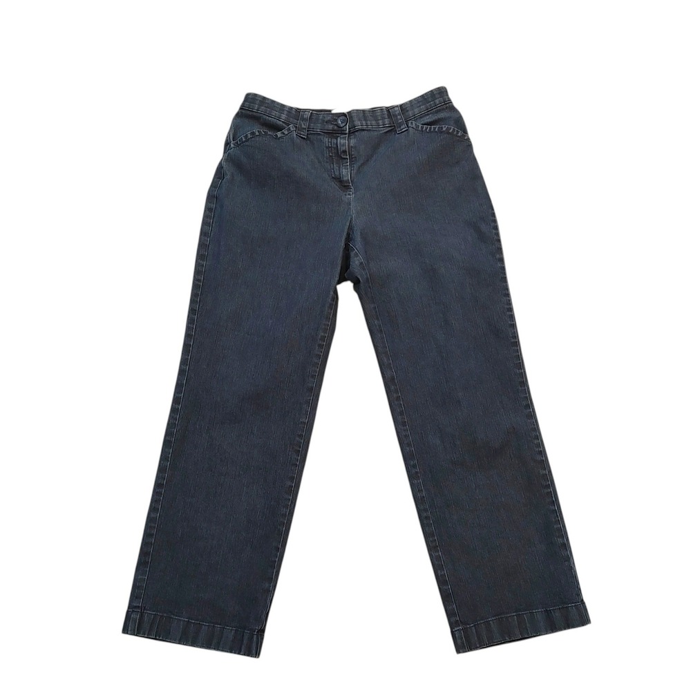 LL Bean Classic Fit‎ Straight Leg Jeans Dark Wash Denim Stretch Size 10 Petite